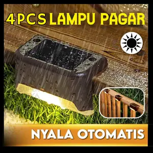 Lampu Solar Cell 4PCS Waterproof IP55 Panel Surya Lamp Pagar Taman Kuning Putih