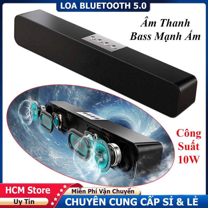 Loa Bluetooth Siêu Bass - Âm Thanh Cực Ấm Bass Mạnh Có Khe Gắn Thẻ Nhớ TF USB - TẶNG Kèm Jack 3.5mm Để Sử Dụng Máy Tính PC