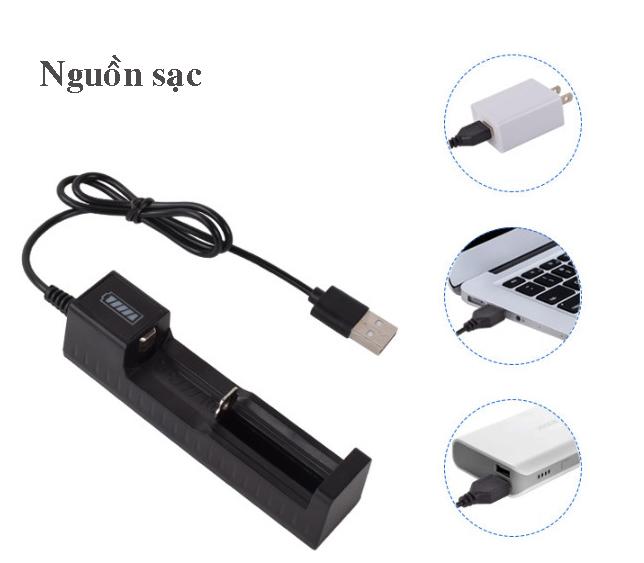 Đế sạc pin 18650 3,7V - 4,2V đơn đa năng cổng USB tiện lợi