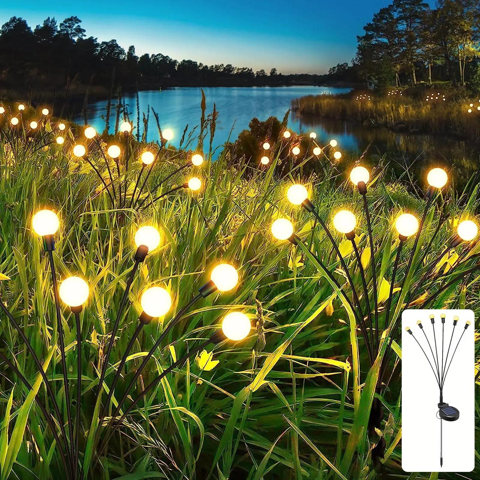 1 Set Swaying Solar Light, LED Bulbs Solar Pathway Light, Outdoor Solar Powered Firefly Swaying Light, Waterproof Landscape Path Light with Stake for Pathway Yard Patio Garden Decoration