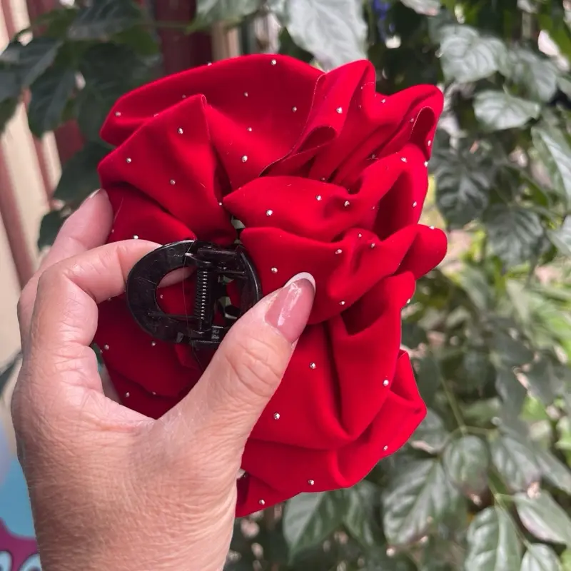 KẸP BỒNG NHUNG ĐÍNH ĐÁ KẸP BẢN TO PHONG CÁCH TIỂU THƯ ĐÀI CÁC