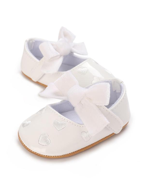 Baby's Cute Bowknot & Heart Design Flat Shoes, Fashionable Solid Color Mary Jane Flats for Newborn Infant Toddler, Casual Comfortable Shoes for Indoor & Outdoor Wear 8