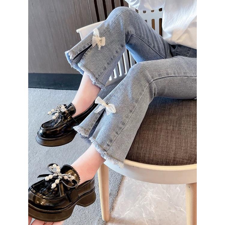 Quần bò ren mềm, quần bò ống loe cho bé Gái size nhỡ (15-40kg) - Chất jean cao cấp mềm mịn, co giãn