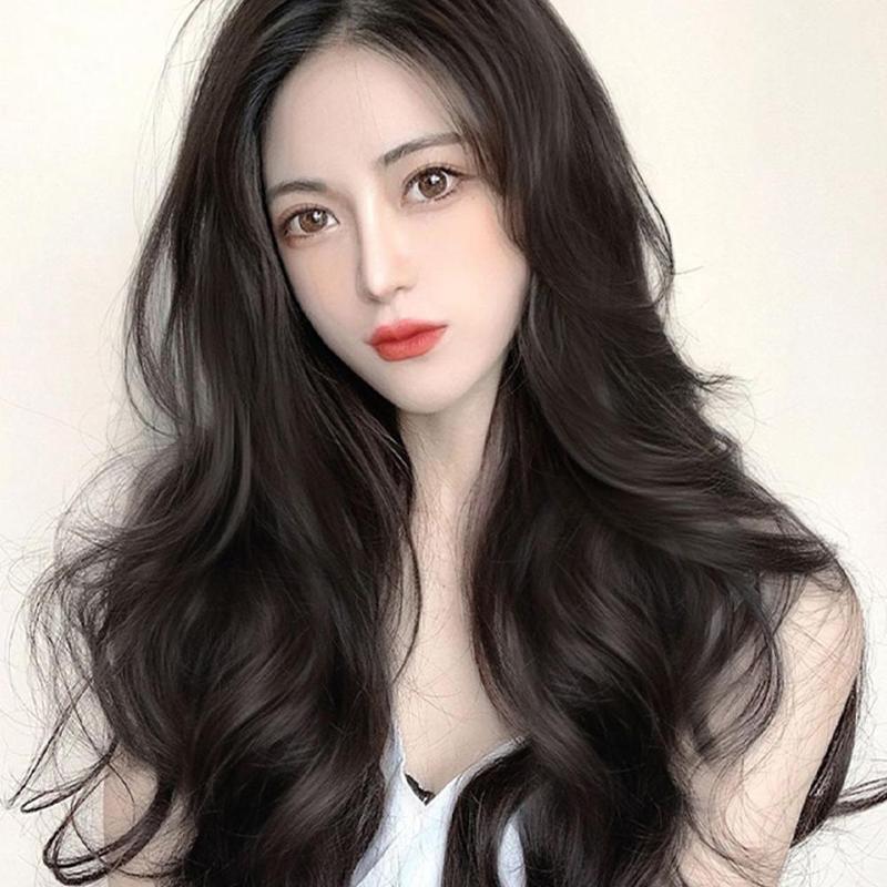 Wig Big Wave Hair Extension Straight Long Clip In Hair High Tempreture Synthe Brown Black Y5E5 6