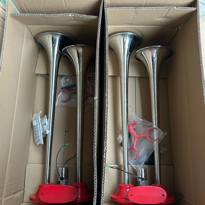 Còi hơi thái 2 loa đế đỏ dùng chung 12v-24v âm thanh cực khủng