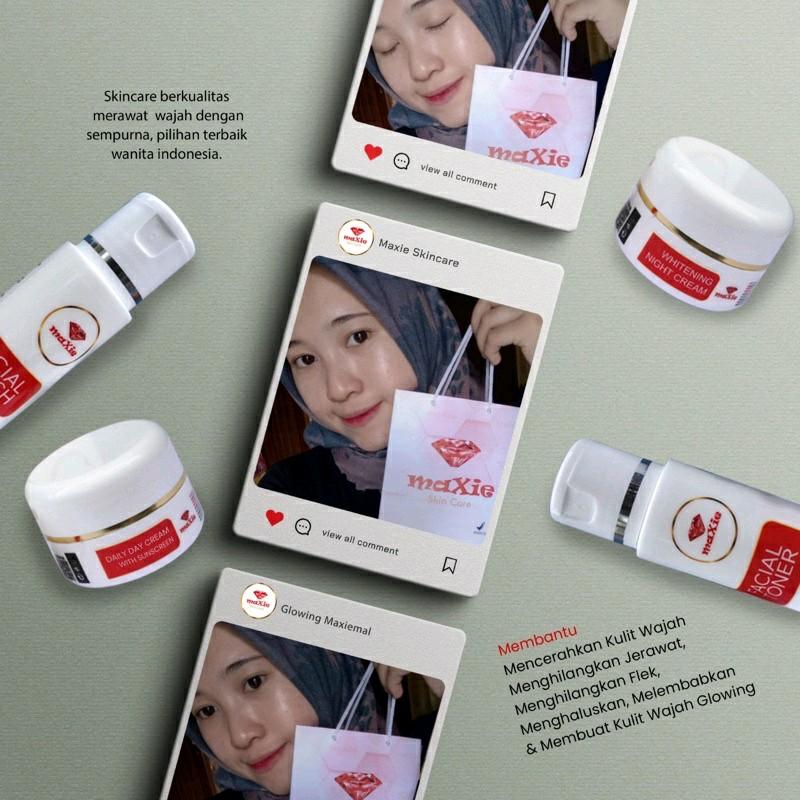 Paket Perawatan Kulit Maxie Glow - Sabun, Toner, Cream Siang & Malam - Mencerahkan, Bersihkan, Muka 2