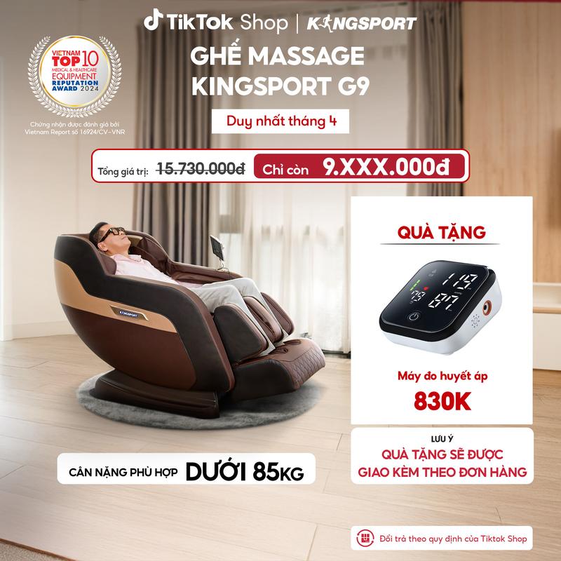 [Miễn phí lắp đặt] Ghế massage toàn thân KINGSPORT G9 công nghệ làm ấm Warmtech, 5 bài tập massage tự động thiết lập sẵn