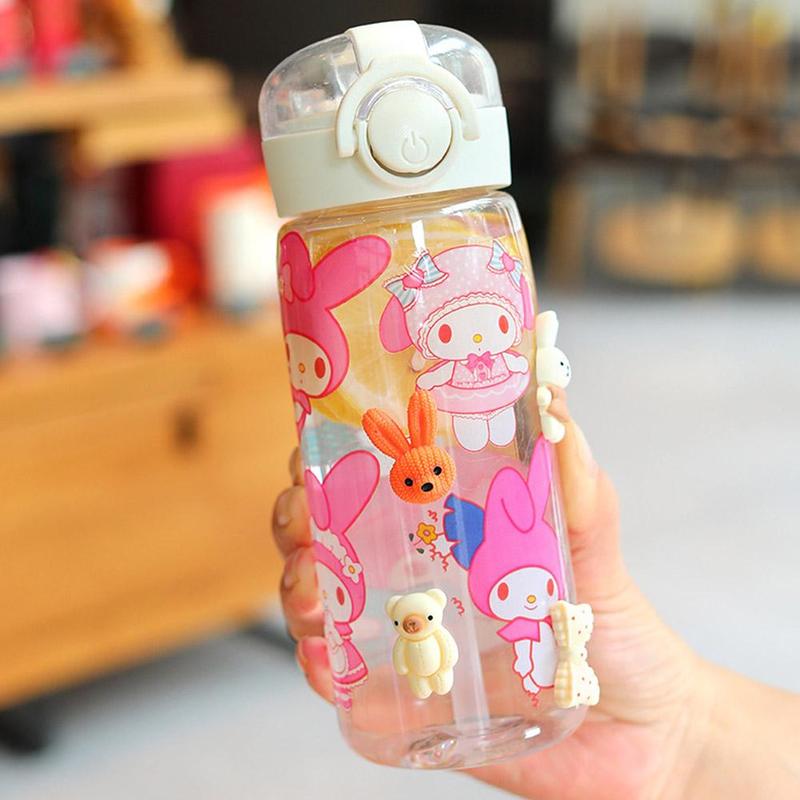 Product Introduction of Botol air Kuromi-Melody Y2K 400Ml, botol air Cinnamoroll, aksesori untuk kanak-kanak perempuan, hiasan bilik, cawan Kawaii Kuromi Diy, baharu Plastik 12