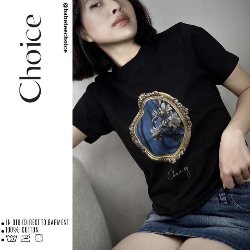 Áo Thun BabyTee In Hình Gương Hoa Ly Quý Tộc Thun CHOICE.SG Cotton 100% Chiều BabyTee-TOP X Cổ Tròn Nữ