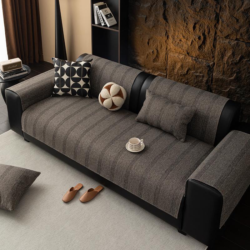 Product Introduction of Four season universal versatile simple modern solid color imitation linen anti slip high-end light luxury sofa cushion cover back towel 2