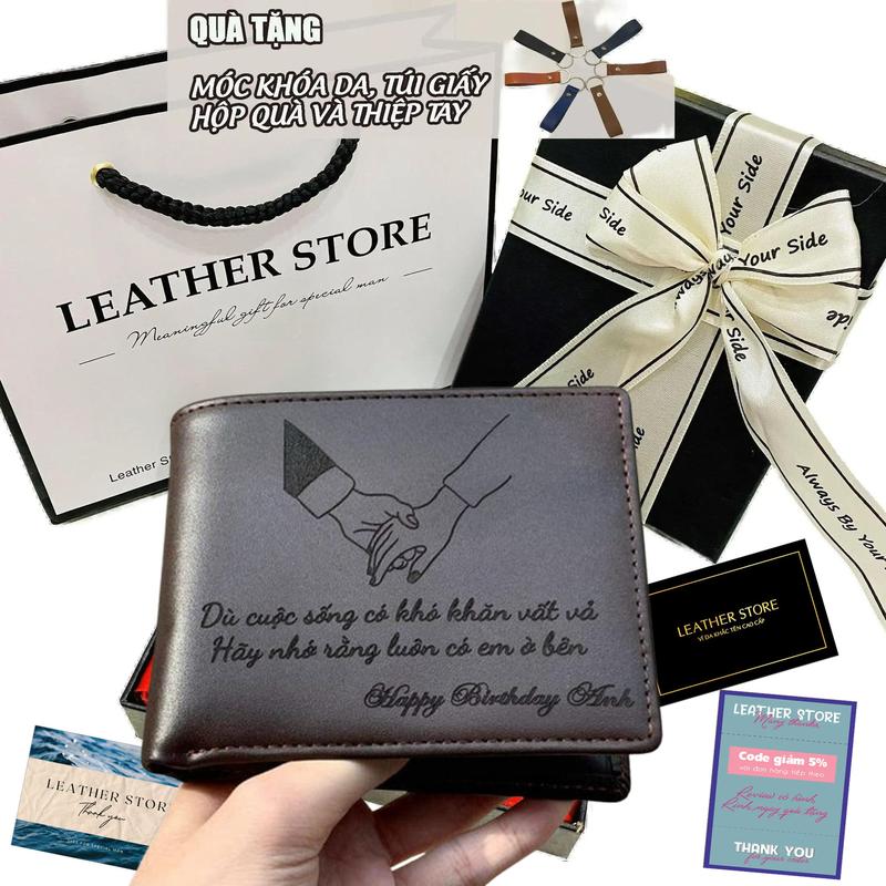 Set Quà Tặng Ví Nam Khắc Tên Theo Yêu Cầu ĐÃ GÓI QUÀ Da Bò Nappa Cao Cấp Leather Store Bóp Nam Bảo Hành 24 Tháng Tặng Hộp Nơ Túi Thiệp Quà Tặng Quốc Tế Đàn Ông 19 11