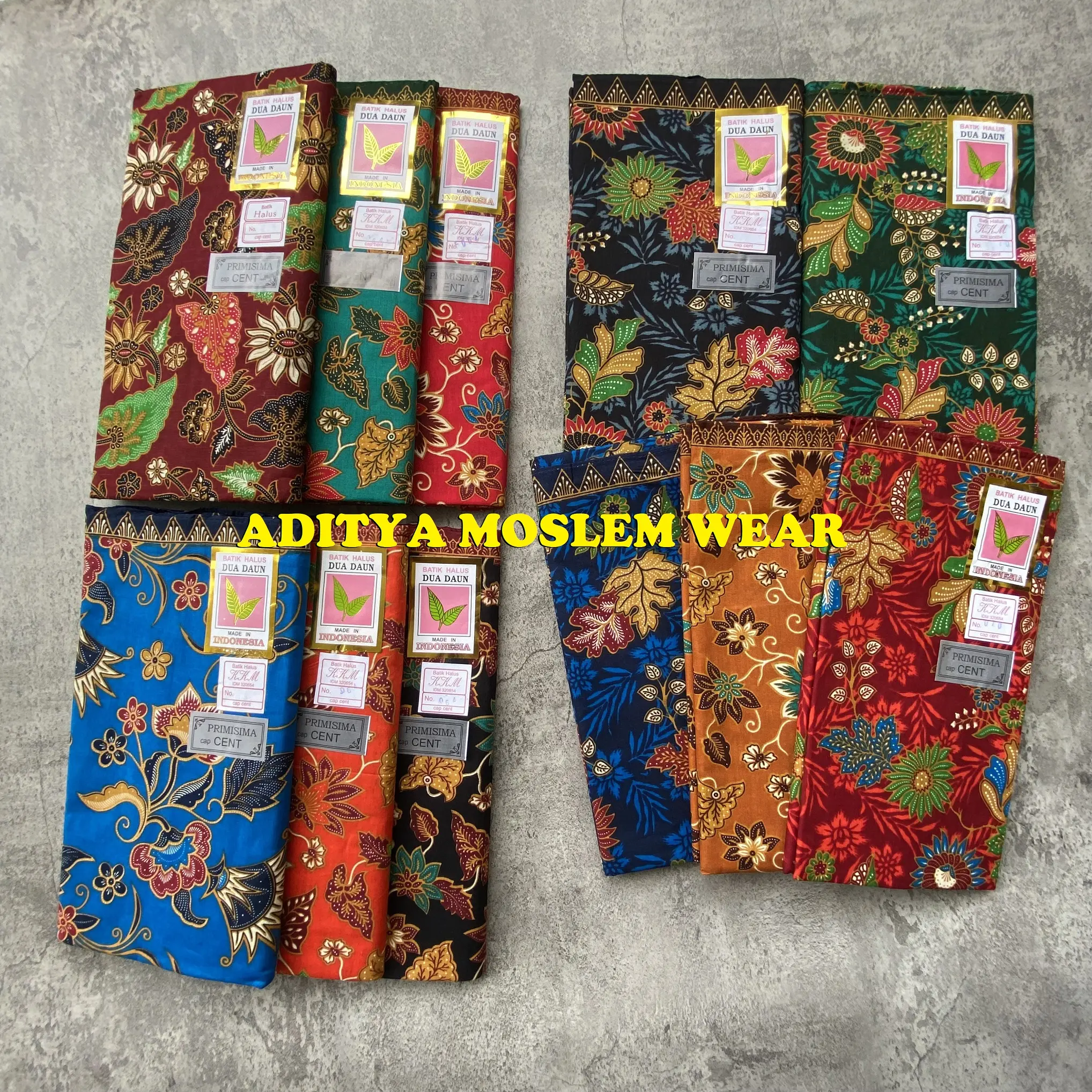 Kain Jarik Batik Dua Daun Cap Cent Bahan Katun Kain Samping Panjang Seragaman Batik Bawahan Kebaya