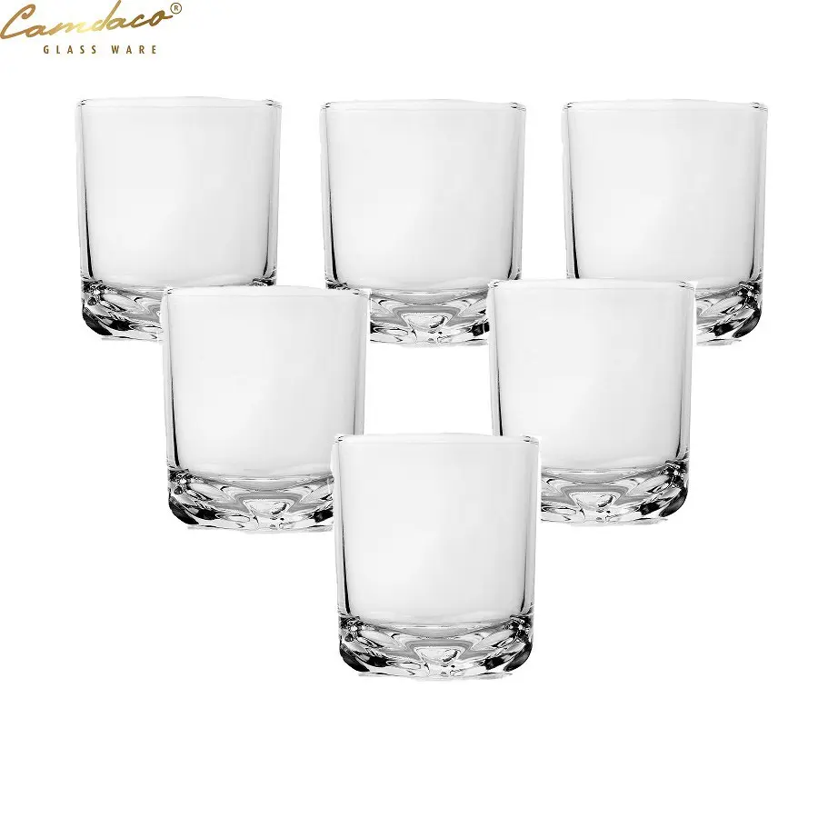 Bộ 6 Ly Thủy Tinh Bầu Lùn Góc Uống Trà Đá 225ml Cẩm Đạt