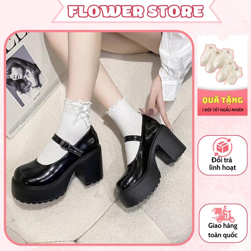 [ MUA 1 TẶNG 1 ]  Giày lolita 10cm form 1.5 siêu xinh phong cách hàn quốc tiểu thư nhẹ nhàng G90 - Tặng 1d tất thêu hình ngẫu nhiên
