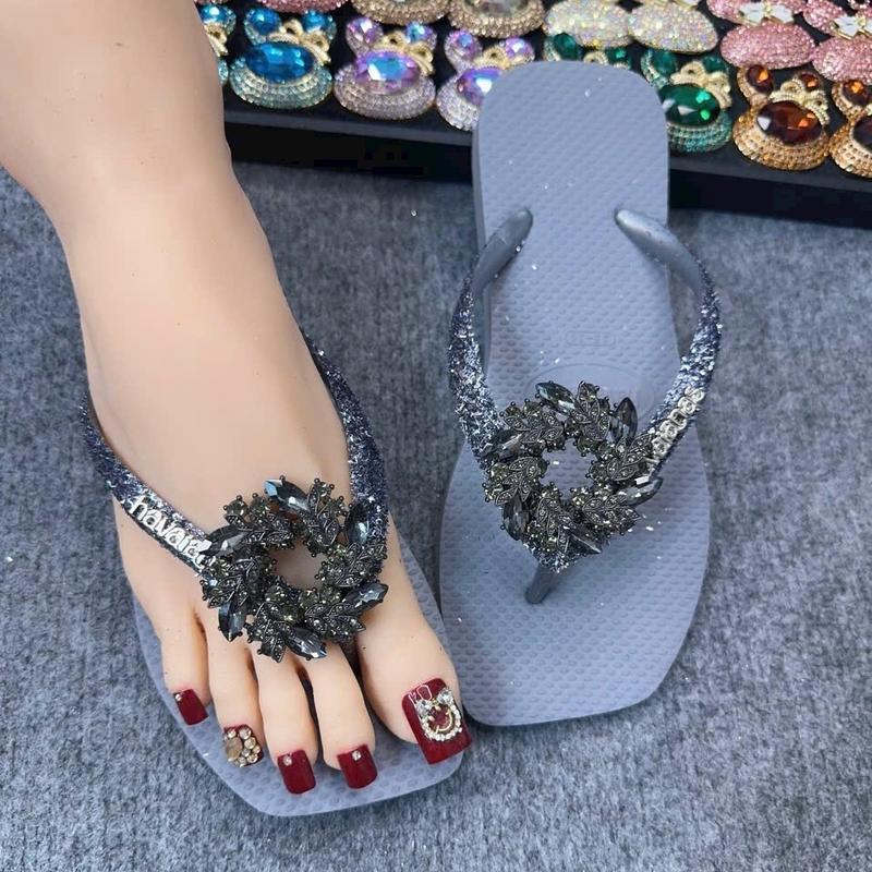 DÉP XỎ NGÓN MÀU XÁM QUAI KIM TUYẾN SỢI MIX CHARM ( Đặt Đúng Size ) Shoes GiàY DéP Nữ