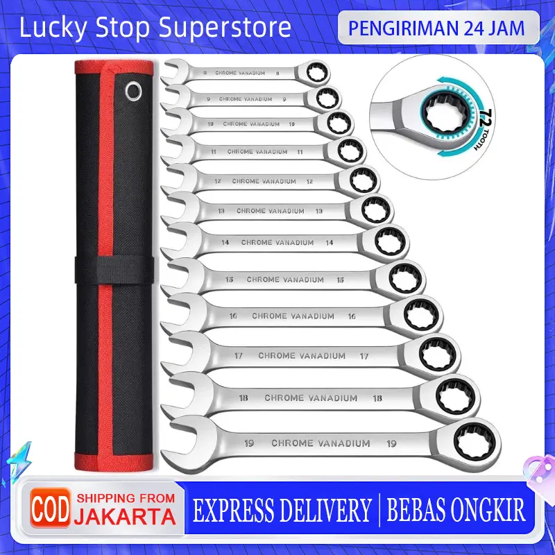 Kunci Ring Pas set 16pcs 6-32mm kunci pas/Kunci Ring Pas set Tool Superman Kunci Ring kuat dan kokoh