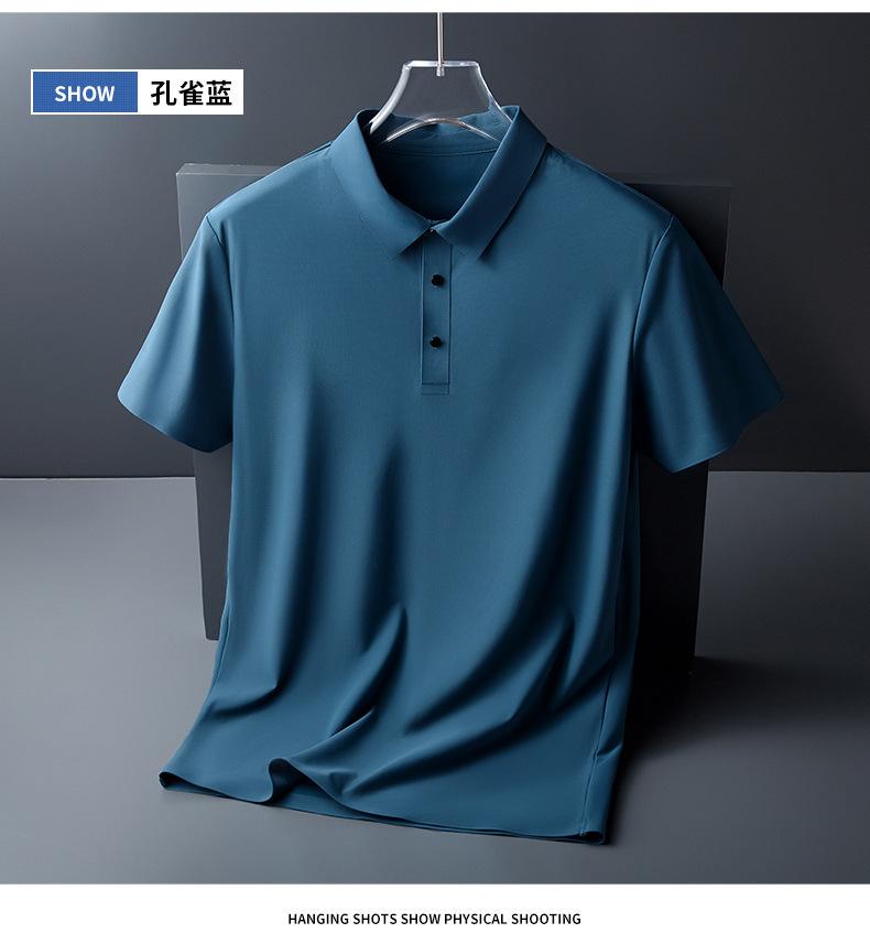 Product Introduction of áo hoodie zip Áo Polo, Không Đường May, Áo Thun Lụa Lạnh Mùa Hè, Dành Cho Nam Giới, Nhiều Màu, Mỏng, ngắn Tay đồ pijama nam 7