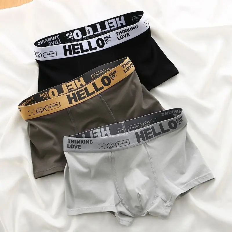 Đồ lót nam mới mùa xuân, mùa thu và mùa đông Boxer màu trơn sinh viên cao cấp tính cách hợp thời trang nam quần đùi Boxer 1