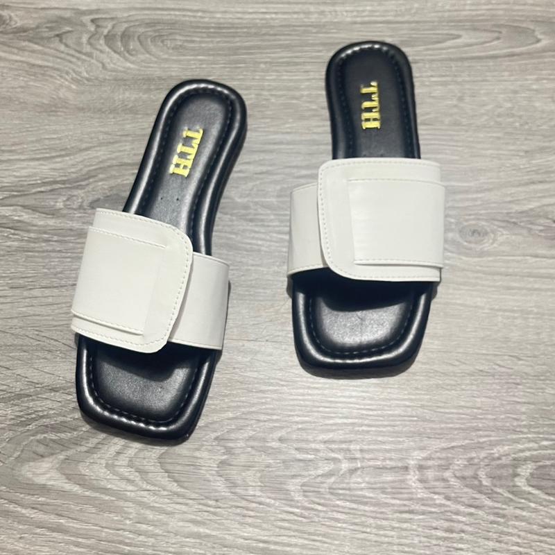 Dép bệt nữ mũi vuông quai ngang phối màu thời trang có size lớn từ 35 đến 46