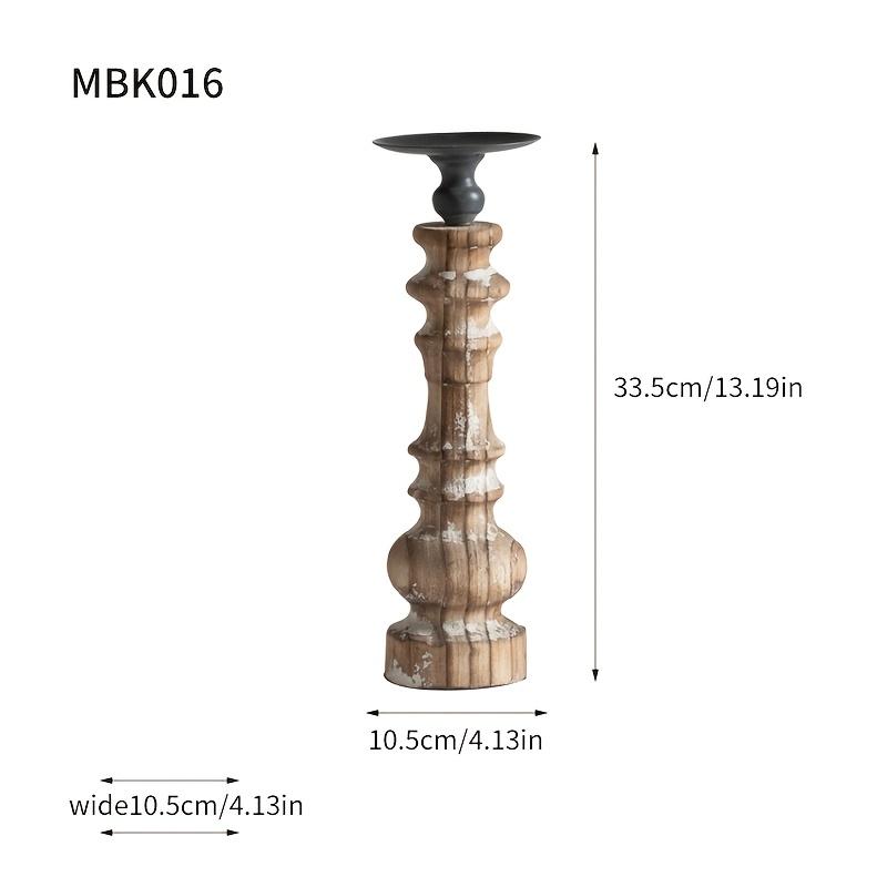 Product Introduction of Retro Style Solid Wood and Iron Candlestick-Polished Flower Pattern for Home Decoration 3