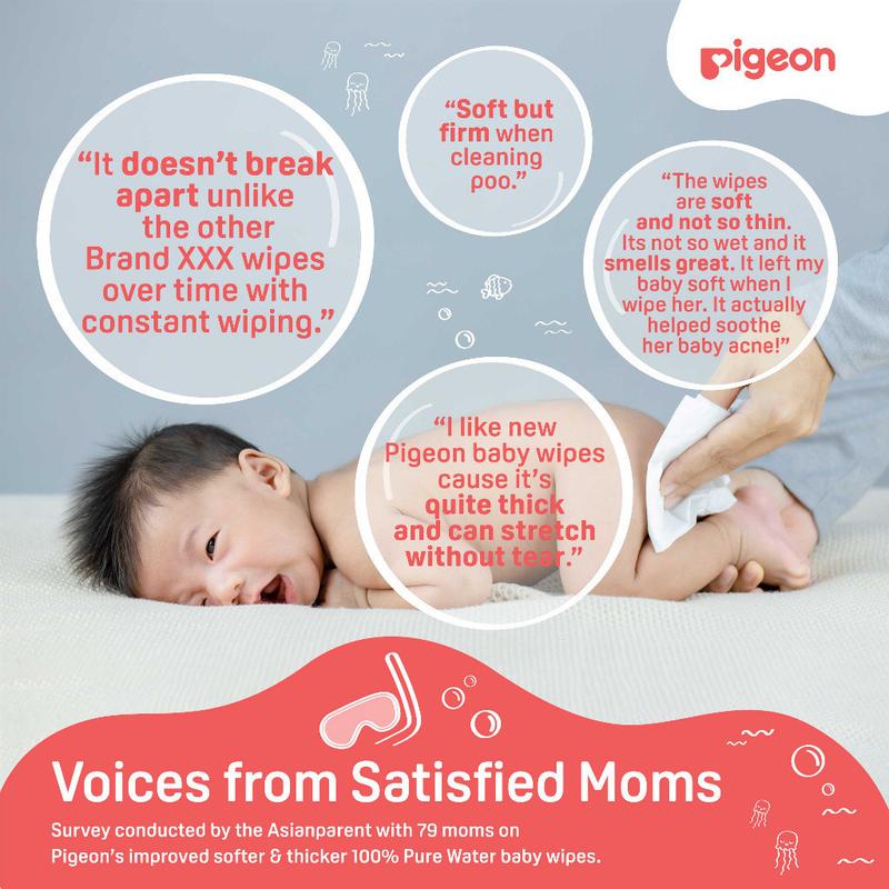 Pigeon Baby Wipes 30 / 80 Sheets 100% Pure Water 1