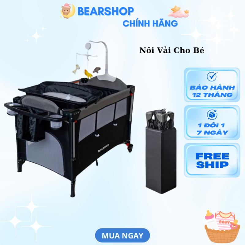 Nôi cũi vải cho bé, nôi em bé sơ sinh gấp gọn tiện lợi tặng kèm màn và đệm có bánh xe di chuyển, nôi vải di động gấp gọn