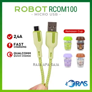 Kabel Data Charger Robot Micro USB 2.4A 2A 12W Casan Fast Charging Quick Charge RCOM100