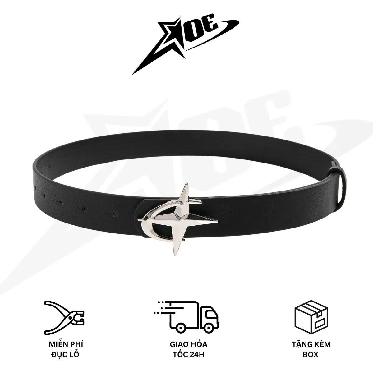 AOE STUDIO - Thắt lưng nam nữ da PU dây nịt cao cấp logo tia sáng phong cách Y2K