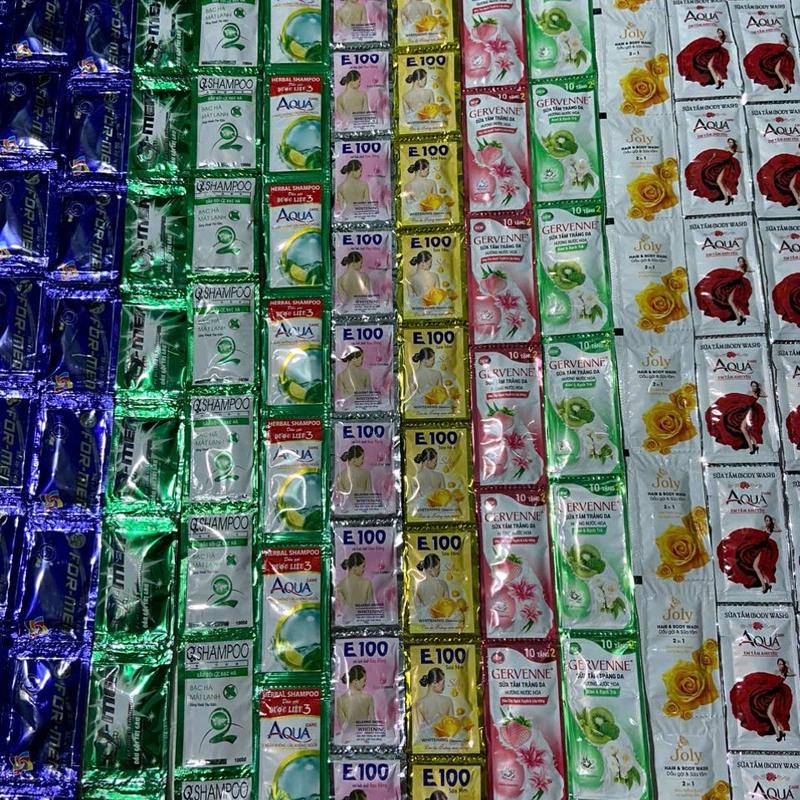  Combo 100-200 gói dầu gội & sữa tắm mix lộn xộn Nữ đủ loại 