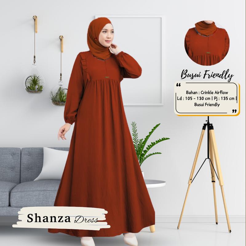 GAMIS POLOS MATT CRINKLE AIRFLOW DRESS CRINKLE CASUAL / SHANZA DRESS BUSUI / GAMIS JUMBO WANITA 5