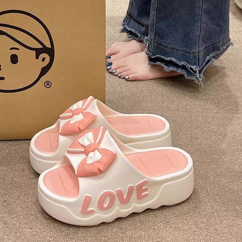 Dép Đế Bánh Mì, Giày Nữ Mùa Hè, Cao Gót, Nội Thất Gia Đình, Thời Trang, Thắt Nơ, Dép Đi Trong Nhà Tắm, Tăng Chiều Cao, Không Trơn Trượt, Có Thể Đeo Ngoài Trời, Tỷ Lệ Mua Lại 53%, Năm 2025 0