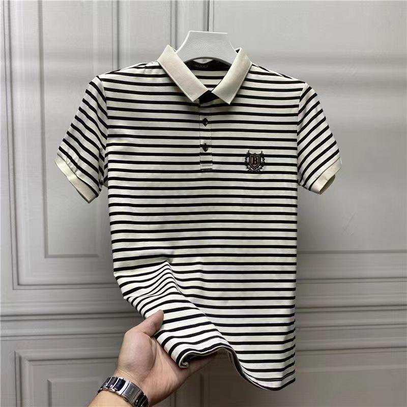 Áo Polo Có Ve Áo Thêu Sọc Nam, Cỡ Lớn Mùa Hè, Dễ Phối Đồ Dáng Ôm, Có Cổ, Áo Phông Thời Trang, Áo Thời Trang, Dành Cho Nam 3