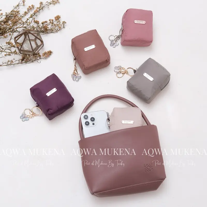 Mukena Calista Series By Mukena by Taufiq | Mukena Travel Mini Parasut Premium Polos | Mukena Travel Pouch Model 2in1 Resleting Dagu Nyaman Sajadah Atasan Lembut 0