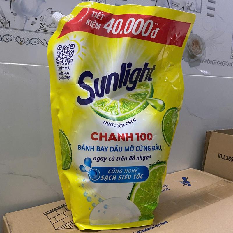 Nước rửa chén bát Sunlight túi 3Kg1 hương chanh 100