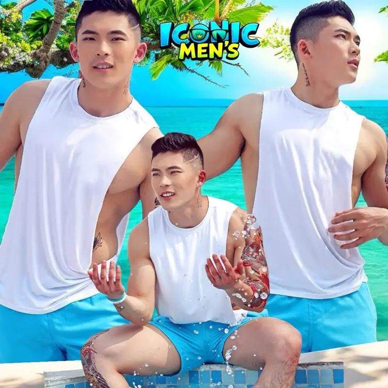 Tanktop nam nách khoét sâu , vải thun mè lưới thể thao [ Mã 80 ] Menswear Cổ Tròn Thun 0