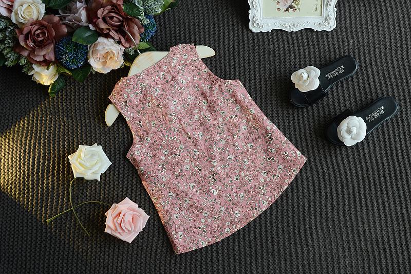 Product Introduction of Summer Children Sleeveless Bow Vest+shorts Floral Two-piece Suit 15