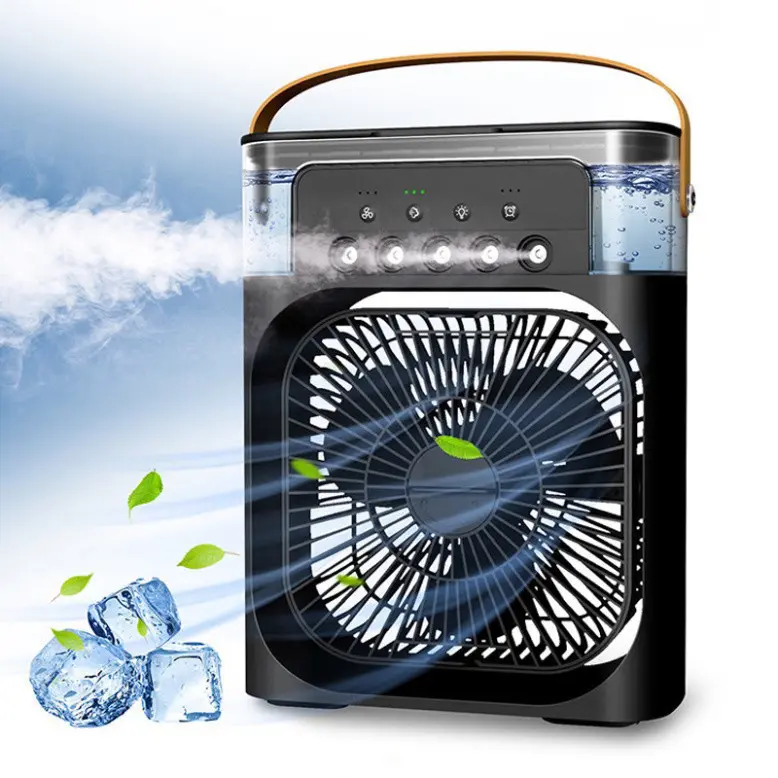 Quạt Điều Hòa Phun Sương Mini Làm Mát Dung Tích 600ml Có Chế Độ Hẹn Giờ Tích Hợp Đèn Led 7 Màu [ HÀNG LOẠI 1 ] 0