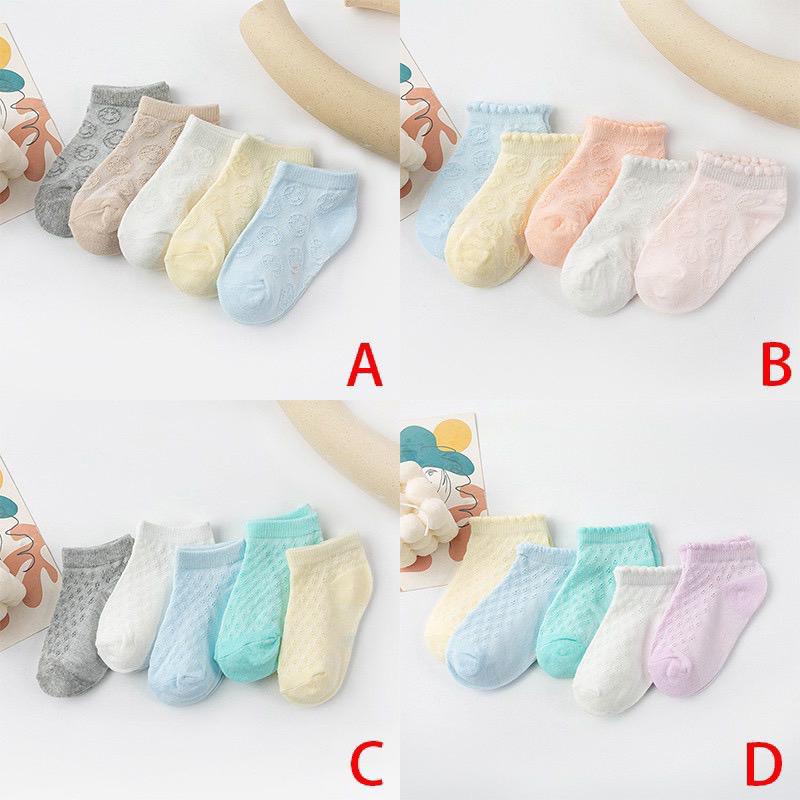 Product Introduction of Bộ 5 đôi tất lưới màu trơn cotton cho bé sơ sinh đến 1 tuổi - Voi Vải Cotton 2