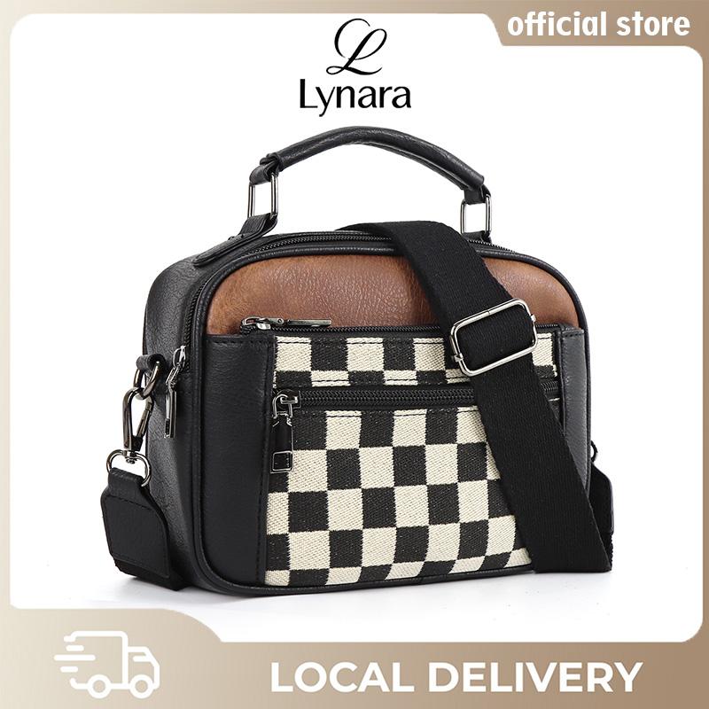 Regina Checkerboard Contrast Crossbody - Black