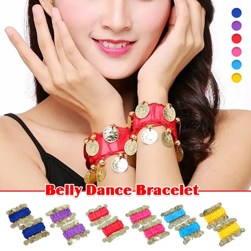 Vòng Đeo Tay Bụng Khiêu Vũ, Vòng Đeo Tay Mắt Cá Chân, Chất Liệu Voan, Thiết Kế Đồng Tiền Xu, 1 Đôi, Thích Hợp Cho Bụng Khiêu Vũ