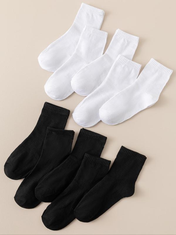Women's 10 Pairs Solid Crew Socks, Business Casual Comfy Mid-calf Socks for Daily Wear, Women Socks for All Seasons 3
