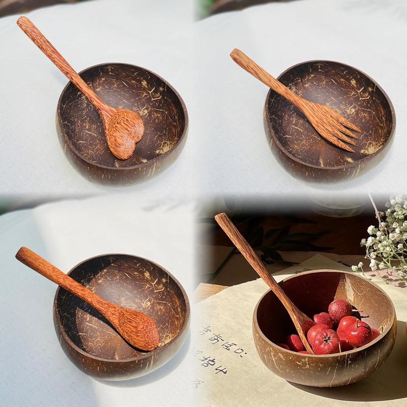 Bát Chén Gáo Dừa Và Muỗng Dùng Để Ăn, Trang Trí Bàn Ăn, Trộn Mặt Nạ Bột, Ăn Cơm bộ