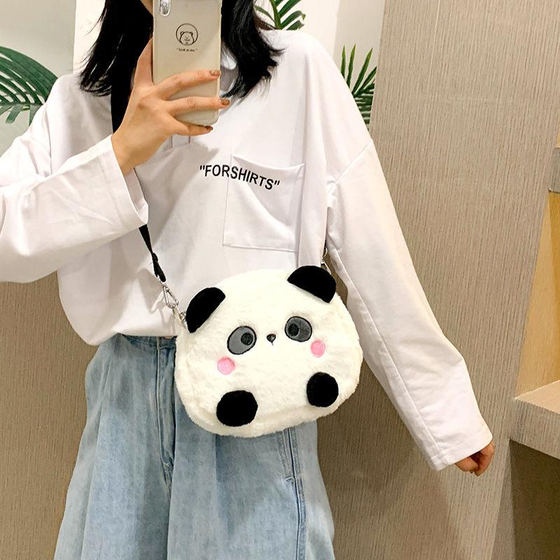 Túi Nhồi Bông Hình Gấu Trúc Dễ Thương, Dành Cho Nữ, Hàng Mới Về Mùa Thu Và Mùa Đông, Túi Lông Hoạt Hình, Túi Đeo Vai, Túi Đeo Chéo, Túi Nổi Tiếng Trên Internet, 2024 0