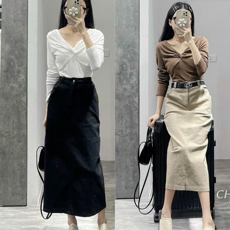 Áo Thun Nữ Tay Dài Bigsize Xoắn Trước LIMO Áo Phong Thời Trang Dài Tay Ôm Body Đẹp Dễ Thương Áo Kiểu Thiết Kế Cổ V MS085 Top Áo Shirt