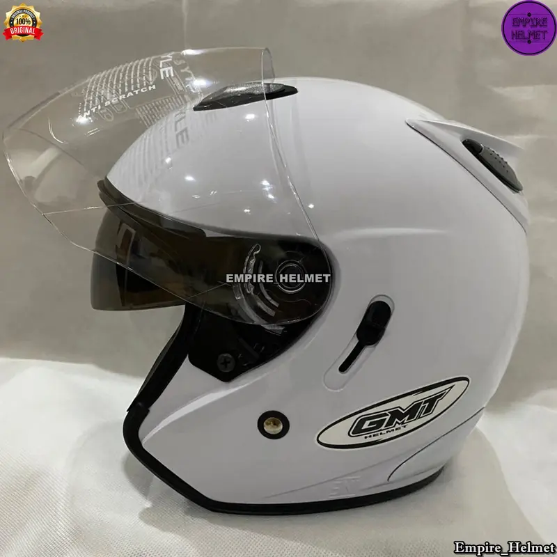 Helm Half Face Gmt Centro Double Visor Solid Polos Original Paket Ganteng Bonus Gratis Spoiler+Stiker Helem Pria Wanita Dewasa STandar Sni 6