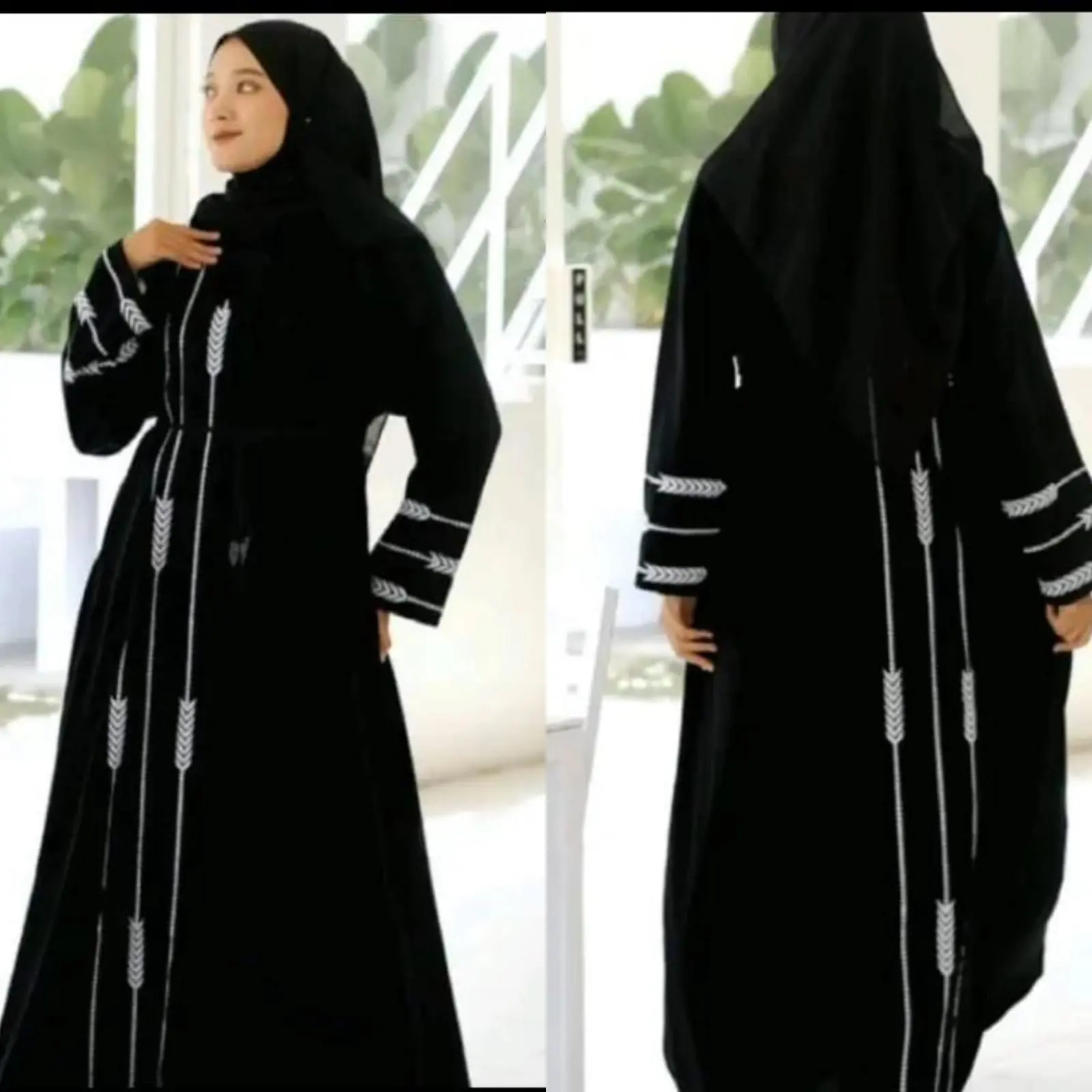 Abaya Gamis Maxi Dress Arab Saudi Turkey Dubai India Syari Bordir Panah Putih by Safryna pusat grosir abaya bangil