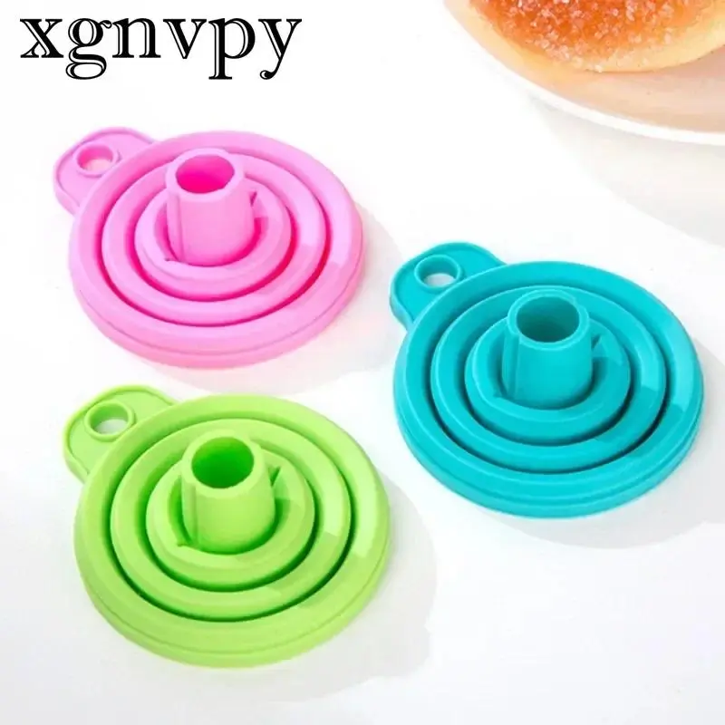 xgnvpy  Kitchen Accessories: Collapsible Telescopic Funnel - High Temp, Candy-Colored, Long Neck for Oil Spill Prevention