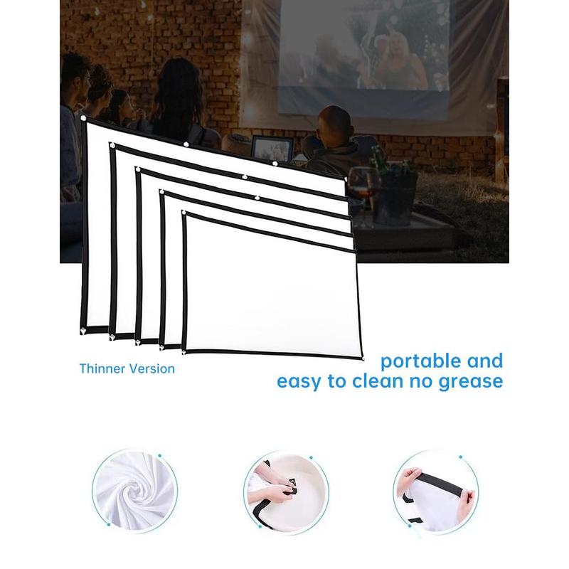 Màn hình máy Chiếu LED, Cầm Tay, Chiếu hình 16: 9, Vải có thể gập lại, Có sẵn trong 60 / 72 / 84 / 100 / 120 / 150 inch, Thích hợp cho gia đình, ngoài trời và văn phòng, Màn hình chiếu 3D HD Projector 5