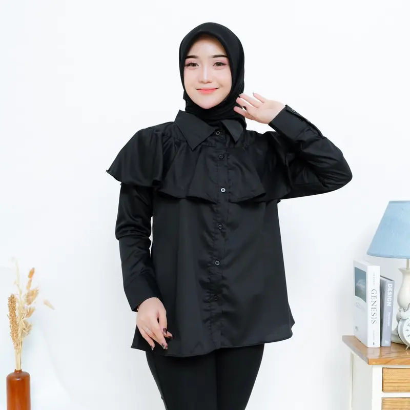 Emora Blouse Poly Cotton Ruffel Clay 3