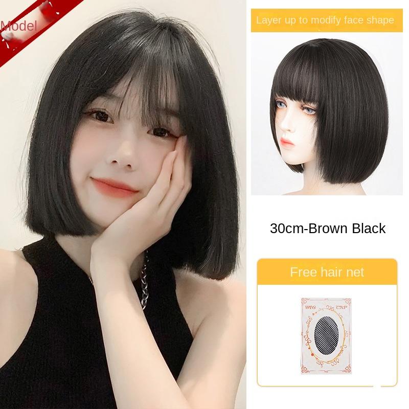 Wig Women's Short Artificial Human Hair New Anti-Aging Fashion Natural Bobhaircut Long Hair Full-Head Wig 5